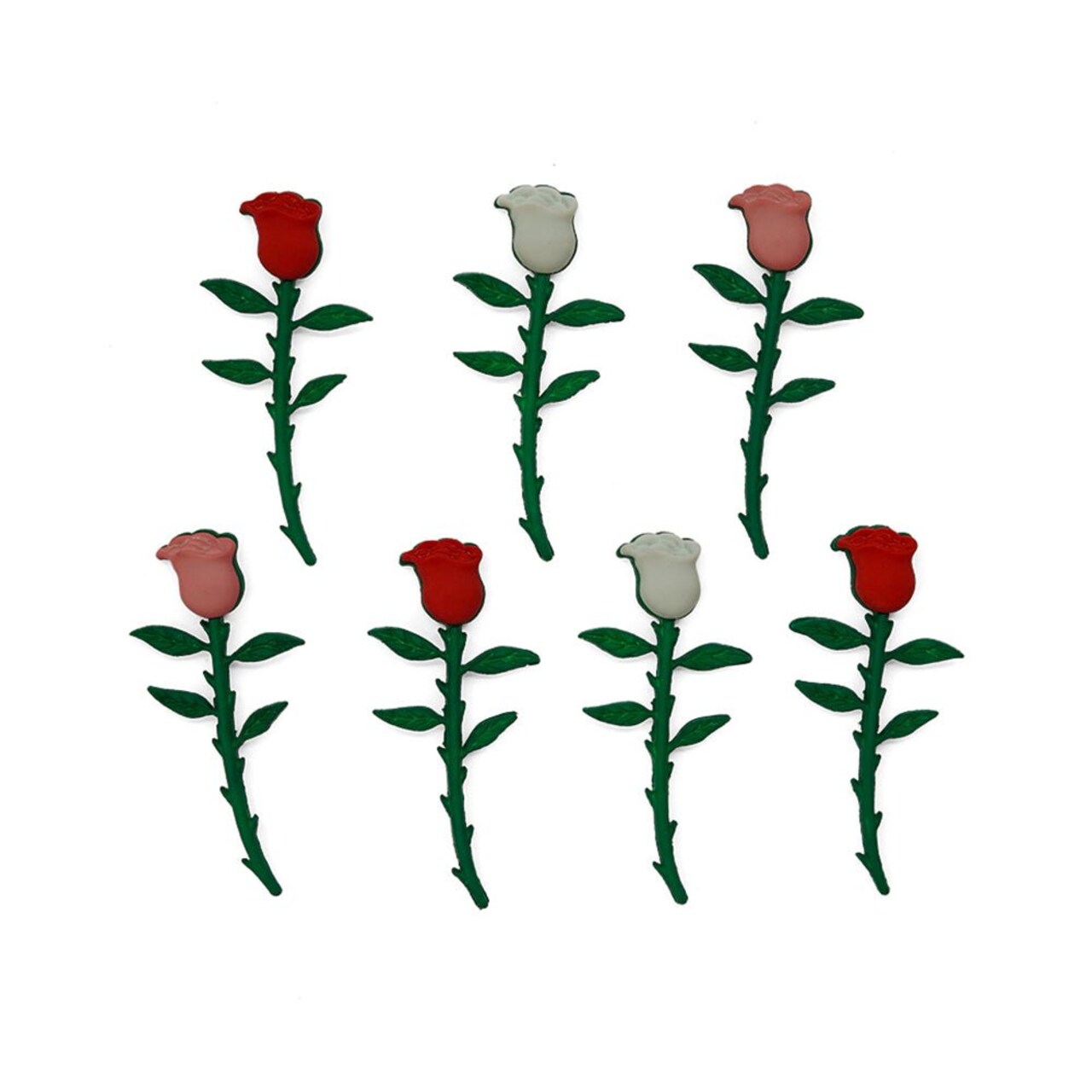 Buttons Galore and More Craft & Sewing Buttons - Long Stem Roses - 21 Buttons